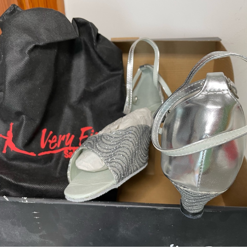 Very Fine Silver Salsa dancing shoes custom 10.5